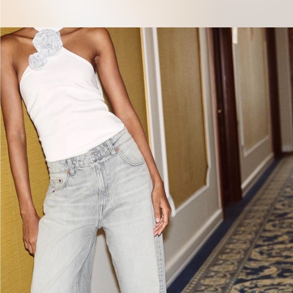 ZARA RHINESTONE FLORAL HALTER BODYSUIT - Medium - Picture 16 of 16